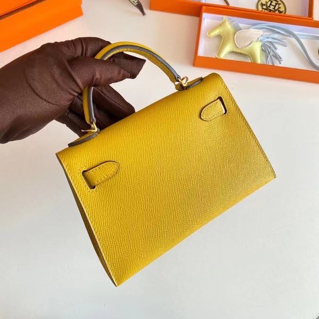 Hermes Kelly 19cm Shoulder Bags Epsom Leather KL19 Gold hardware yellow