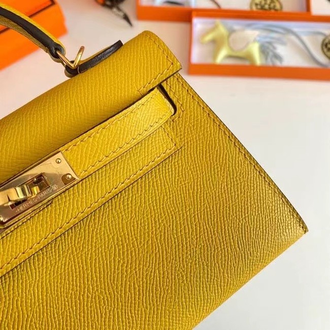 Hermes Kelly 19cm Shoulder Bags Epsom Leather KL19 Gold hardware yellow