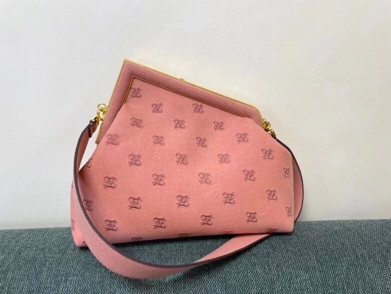 FENDI FIRST MEDIUM flannel bag with embroidery 8BP127A PINK