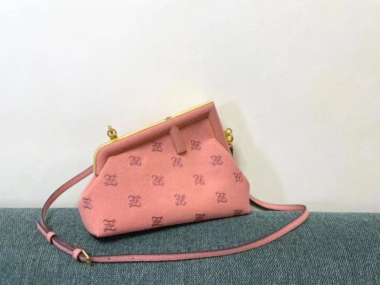 FENDI FIRST SMALL flannel bag with embroidery 8BP129A PINK