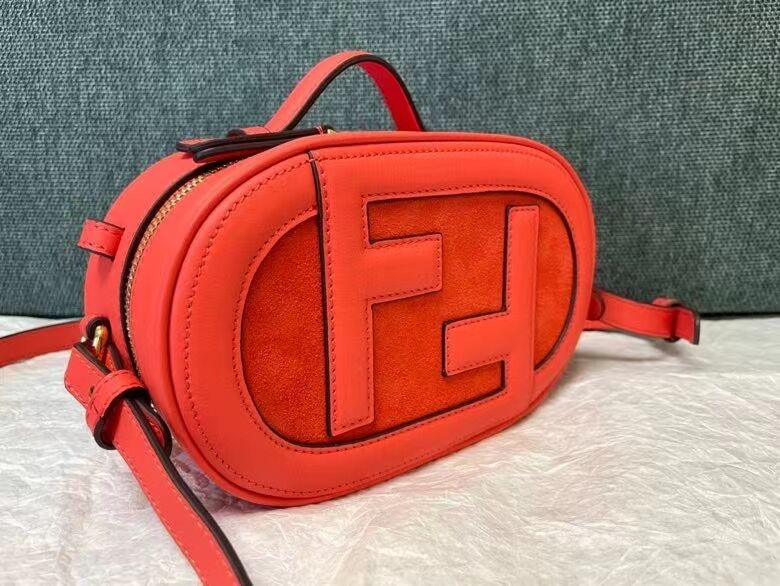 FENDI MINI CAMERA CASE leather and suede mini-bag 8BS058AH red