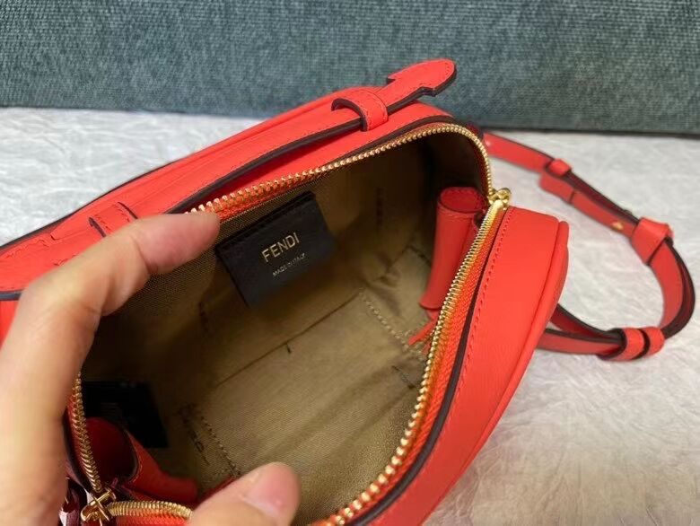 FENDI MINI CAMERA CASE leather and suede mini-bag 8BS058AH red