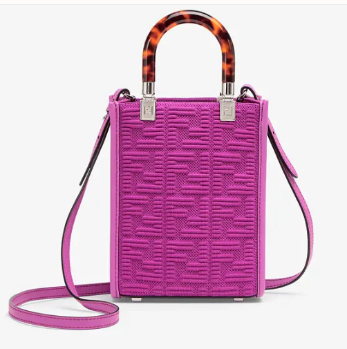 FENDI MINI SUNSHINE SHOPPER FF fabric mini-bag 8BS051AG Purple