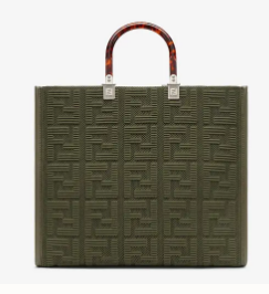 FENDI SUNSHINE MEDIUM FF fabric shopper 8BH386A green