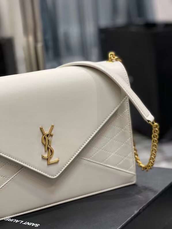 YSL GABY CHAIN BAG IN VINTAGE LAMBSKIN 668864 white