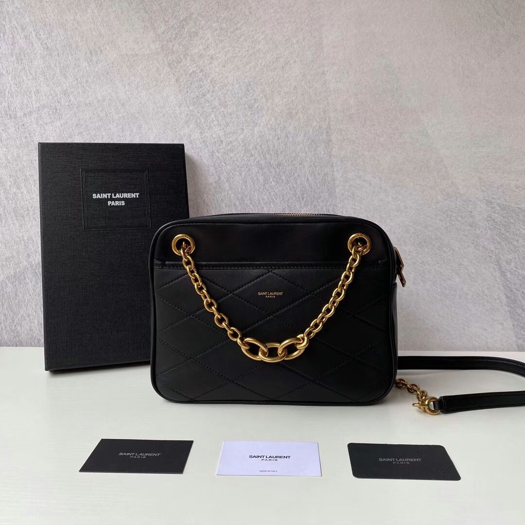 YSL LE MAILLON SMALL CHAIN BAG IN QUILTED LAMBSKIN 6693081 black