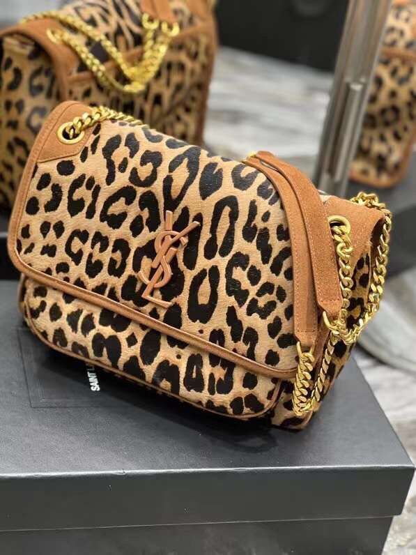 YSL NIKI MEDIUM IN Leopard hair Y533158 BROWN