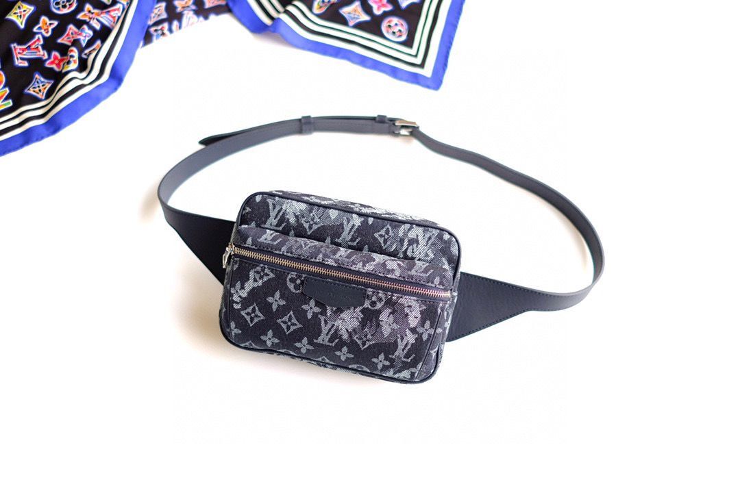 Louis Vuitton SAC OUTDOOR Denim Waist Bag M57281 Black