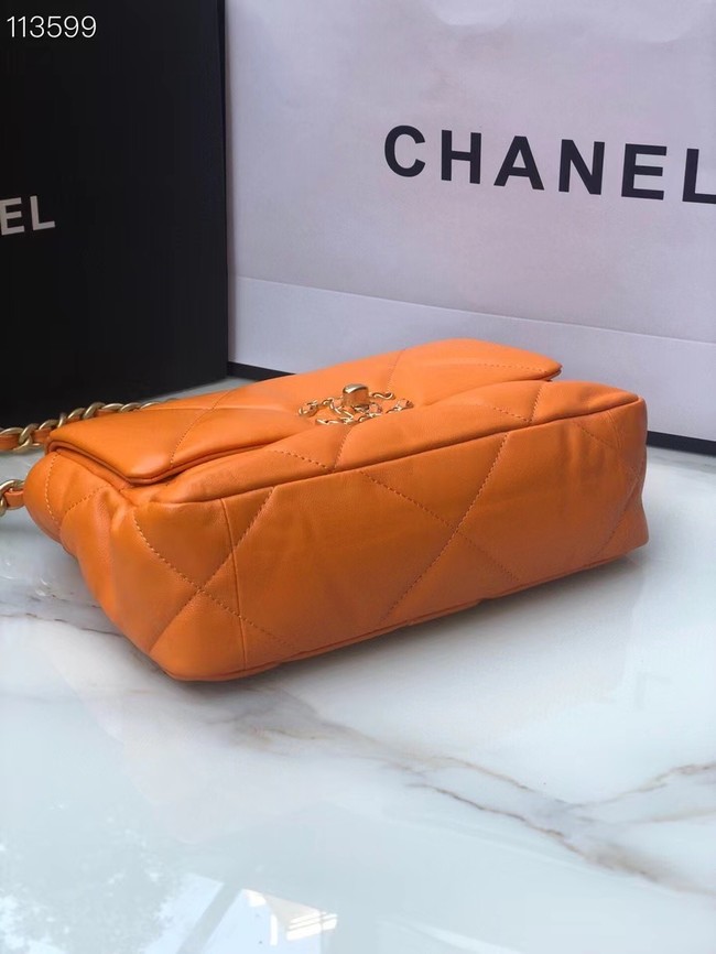 CHANEL Lambskin 19 Flap Bag AS1160 orange