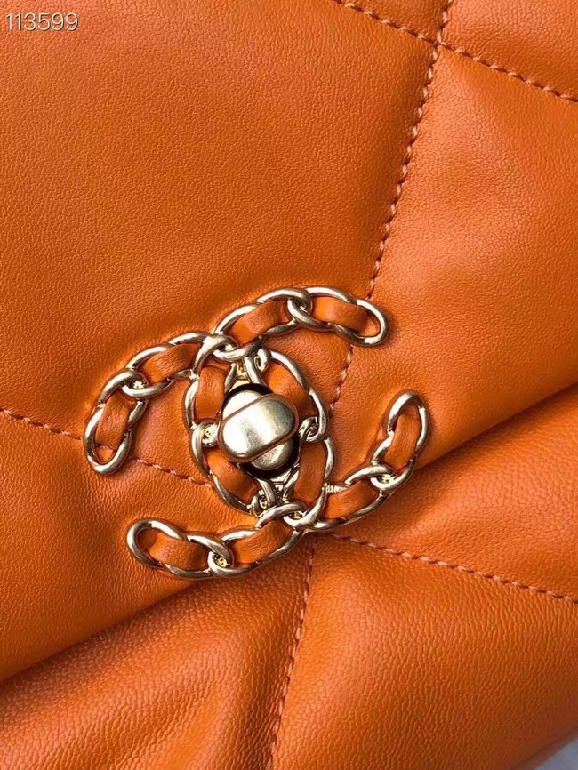 CHANEL Lambskin 19 Flap Bag AS1160 orange