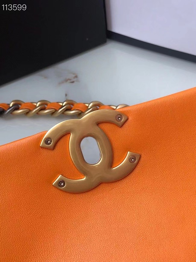 CHANEL Lambskin 19 Flap Bag AS1160 orange