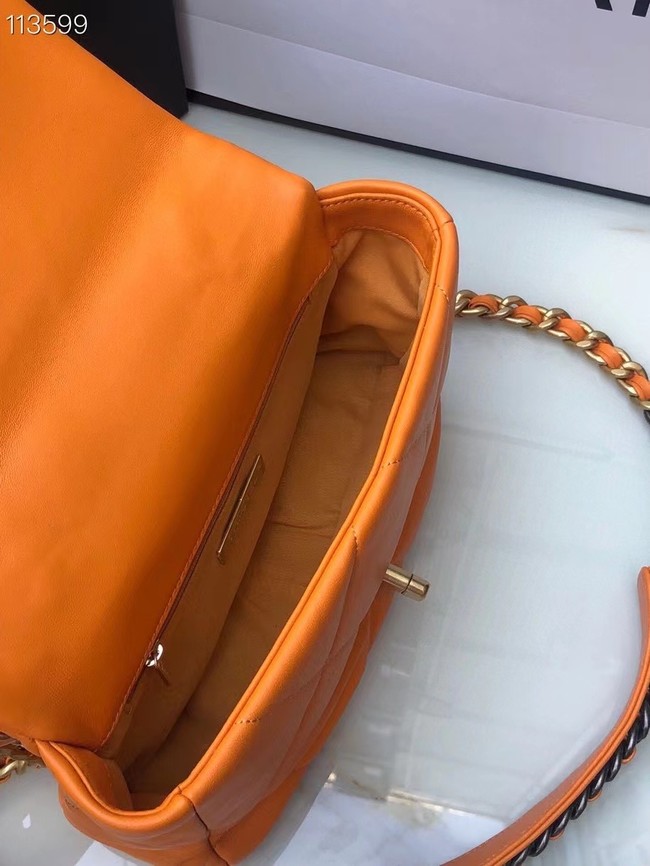 CHANEL Lambskin 19 Flap Bag AS1160 orange