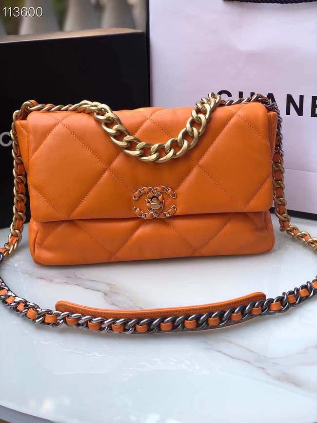 CHANEL Lambskin 19 Flap Bag AS1161 orange