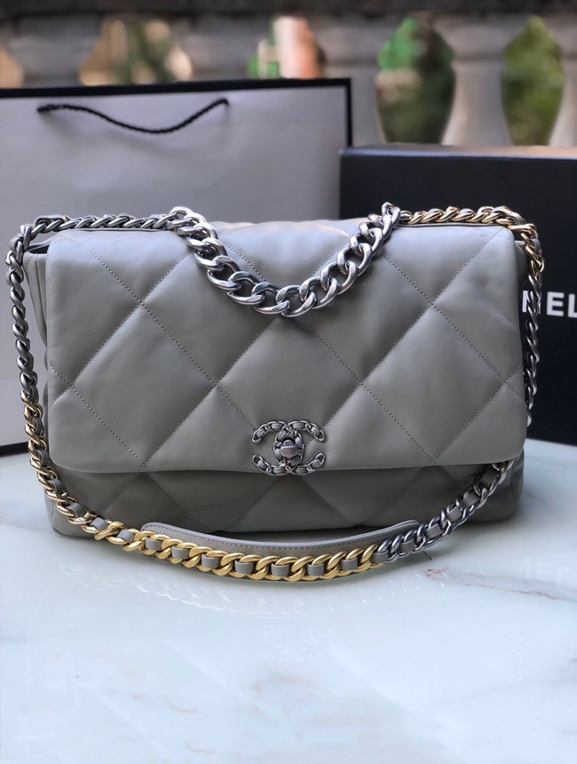 CHANEL Lambskin 19 Flap Bag AS1162 gray