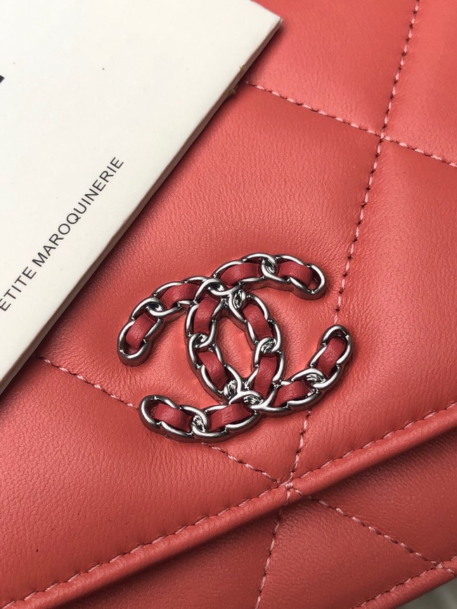 Chanel 19 Classic Sheepskin Leather Chain Wallet AP0957 cherry blossoms