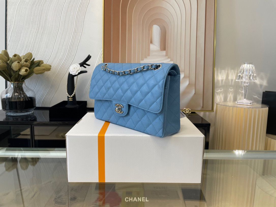 Chanel 2.55 Original Leather Flap Bag 1112 Light Blue with Silver Hardware