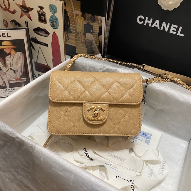 Chanel Flap Shoulder Bag Grained Calfskin AS3002 apricot