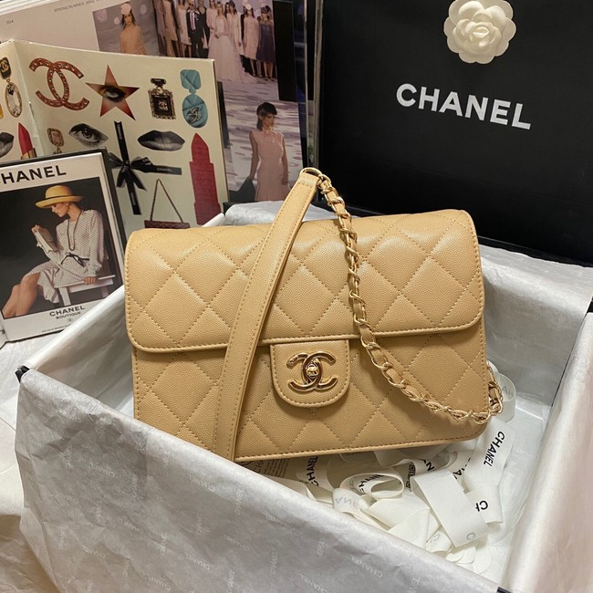 Chanel Flap Shoulder Bag Grained Calfskin AS3002 apricot