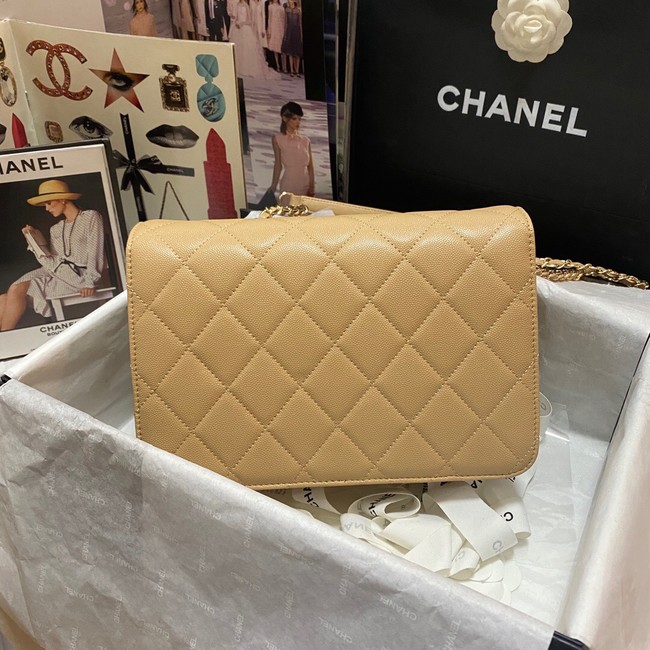 Chanel Flap Shoulder Bag Grained Calfskin AS3002 apricot