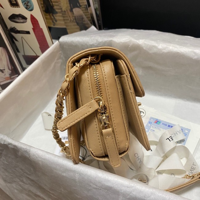 Chanel Flap Shoulder Bag Grained Calfskin AS3002 apricot