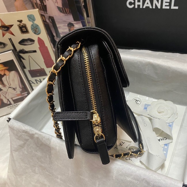 Chanel Flap Shoulder Bag Grained Calfskin AS3002 black