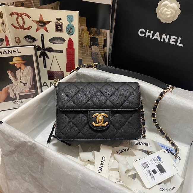 Chanel Flap Shoulder Bag Grained Calfskin AS3002 black