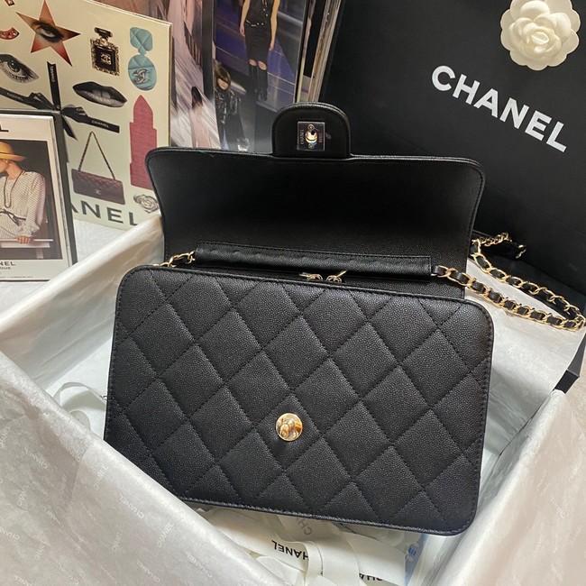 Chanel Flap Shoulder Bag Grained Calfskin AS3002 black