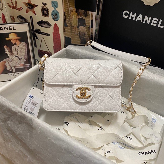 Chanel Flap Shoulder Bag Grained Calfskin AS3002 white