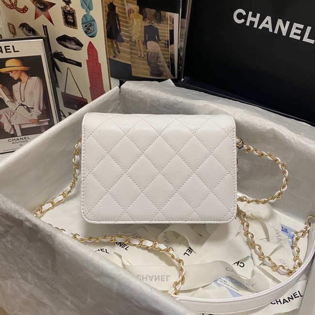 Chanel Flap Shoulder Bag Grained Calfskin AS3002 white