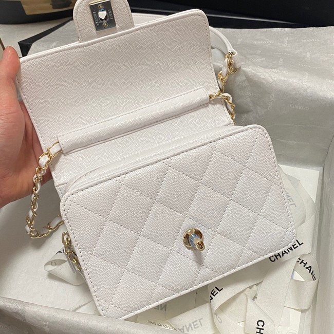 Chanel Flap Shoulder Bag Grained Calfskin AS3002 white