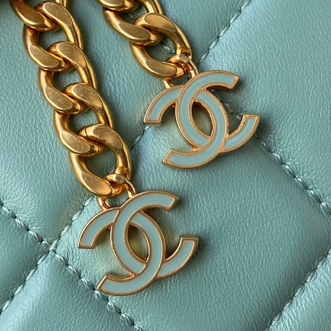 Chanel SMALL Lambskin FLAP BAG AS1792 light blue