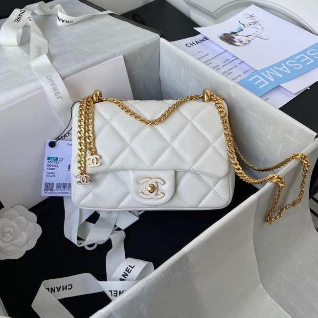 Chanel SMALL Lambskin FLAP BAG AS1792 white