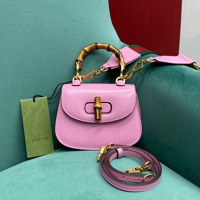 Gucci Mini top handle bag with Bamboo 686864 pink