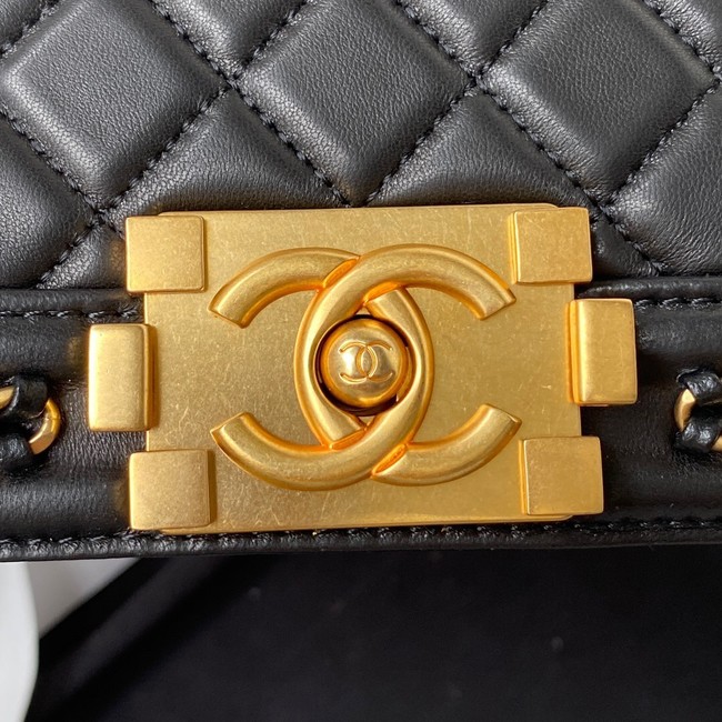 SMALL BOY CHANEL HANDBAG Gold-Tone Metal A67085 BLACK