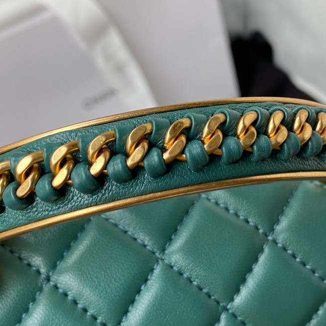 SMALL BOY CHANEL HANDBAG Gold-Tone Metal A67085 GREEN