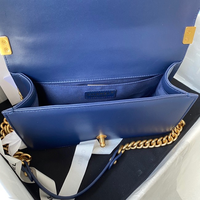 BOY CHANEL HANDBAG Gold-Tone Metal A67086 dark blue