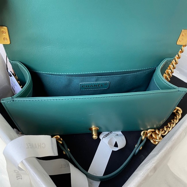 BOY CHANEL HANDBAG Gold-Tone Metal A67086 green