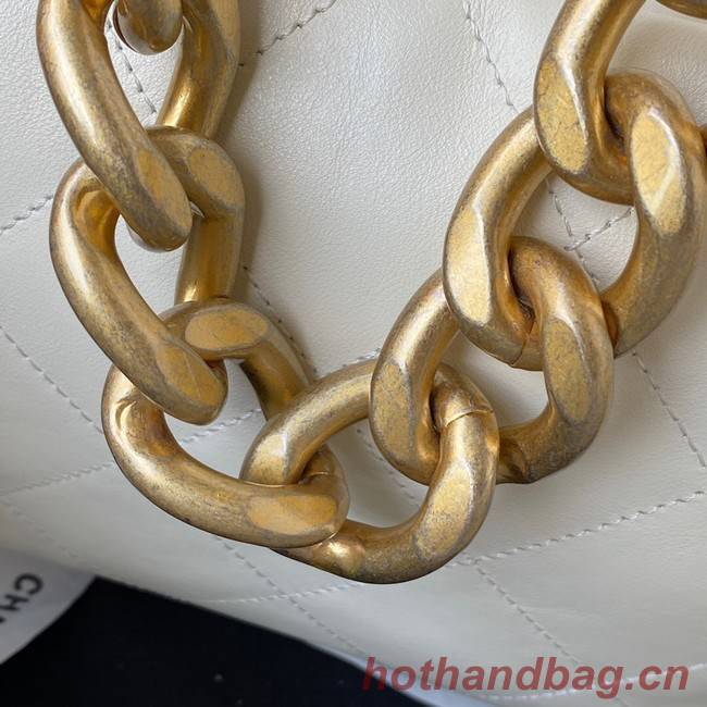 Chanel Sheepskin AS2910 Gold-Tone Metal white