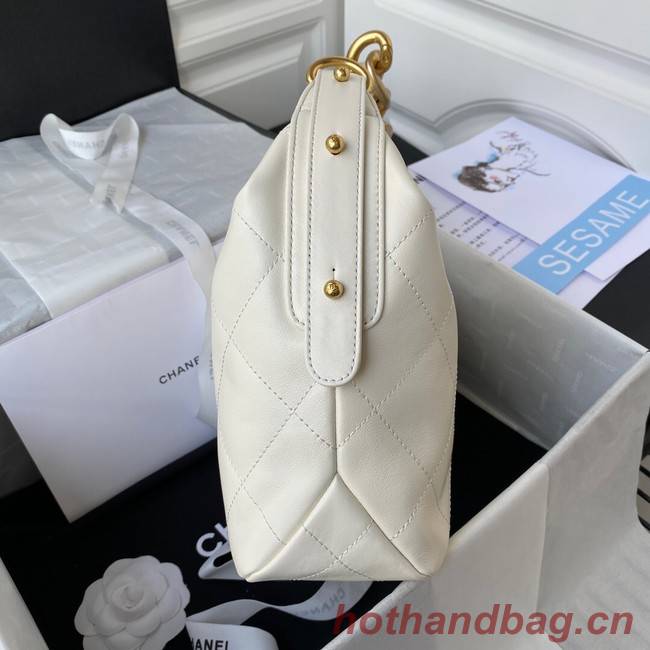 Chanel Sheepskin AS2910 Gold-Tone Metal white