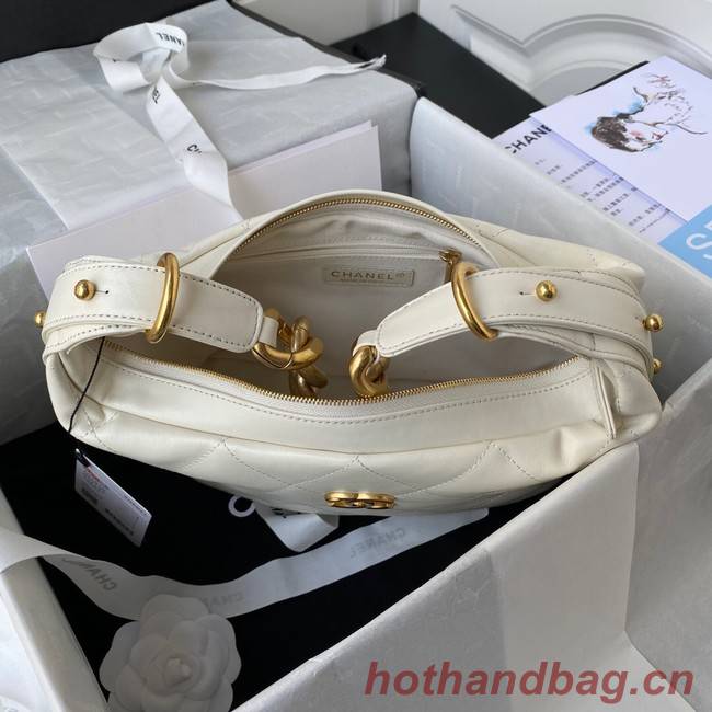 Chanel Sheepskin AS2910 Gold-Tone Metal white