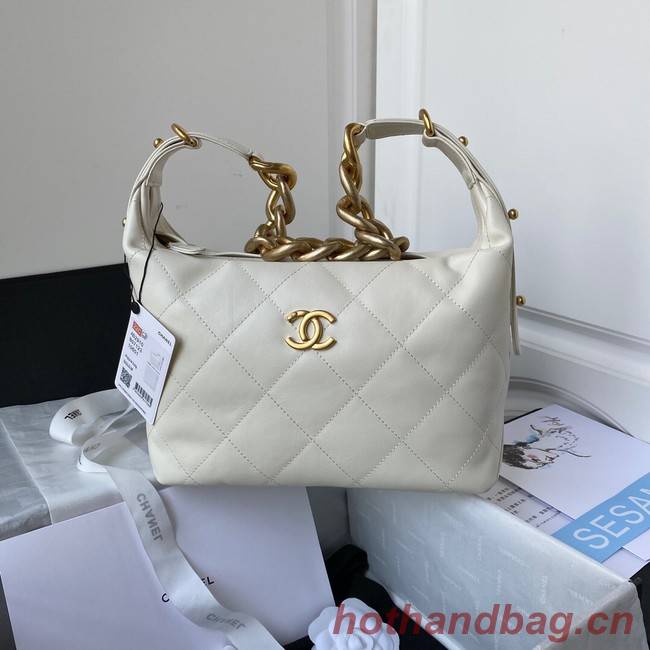 Chanel Sheepskin AS2910 Gold-Tone Metal white