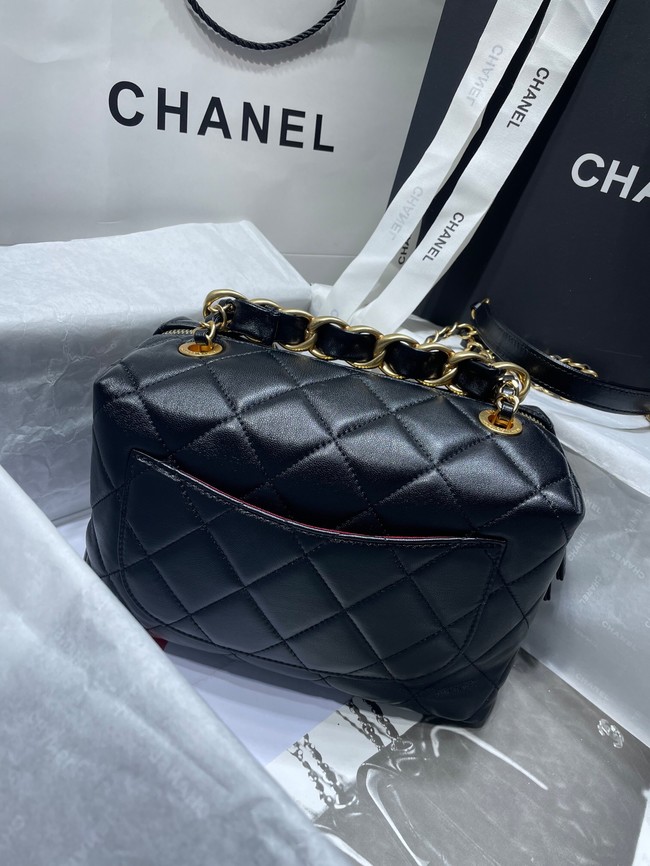 Chanel Sheepskin AS1267 Gold-Tone Metal black