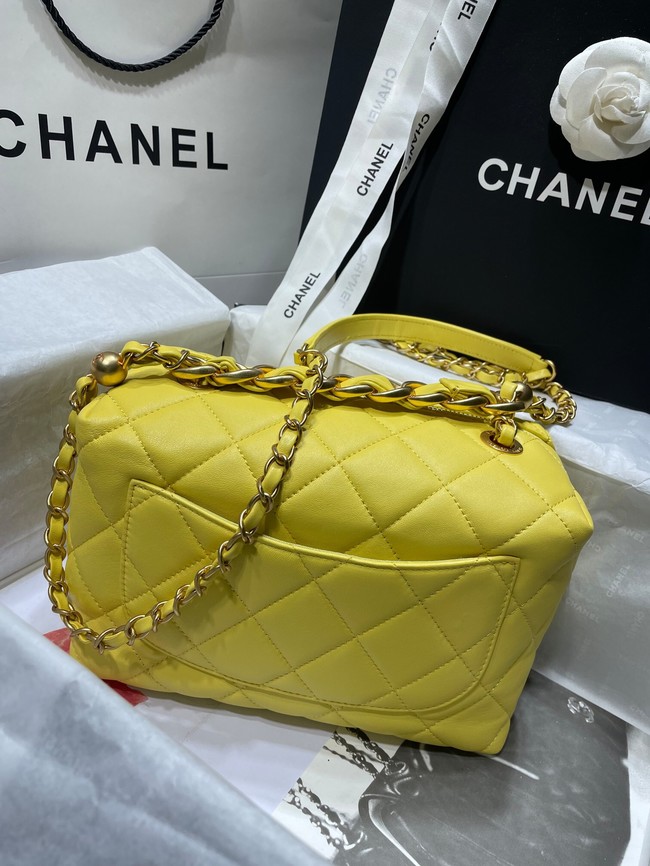 Chanel Sheepskin AS1267 Gold-Tone Metal yellow