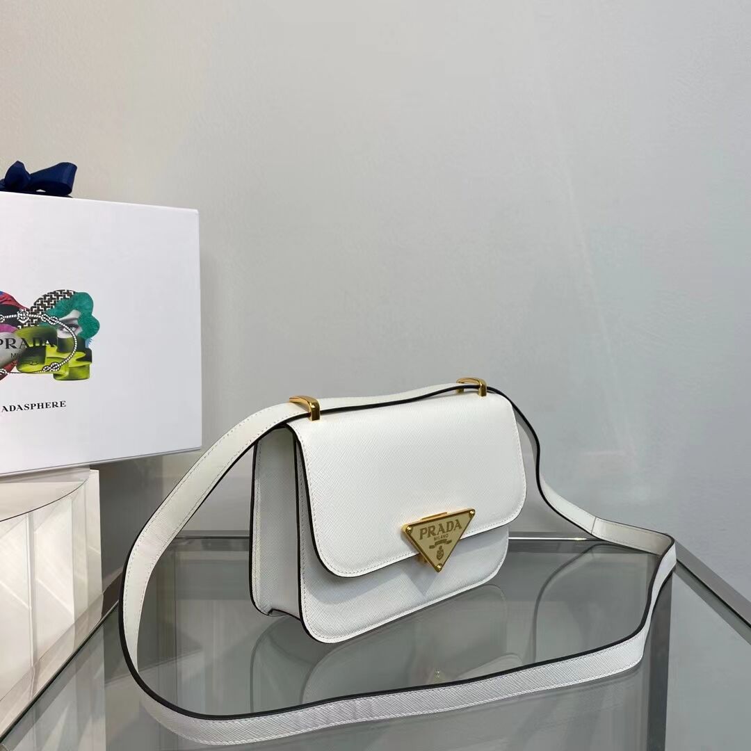 Prada Saffiano leather Identity shoulder bag 1BN320 white