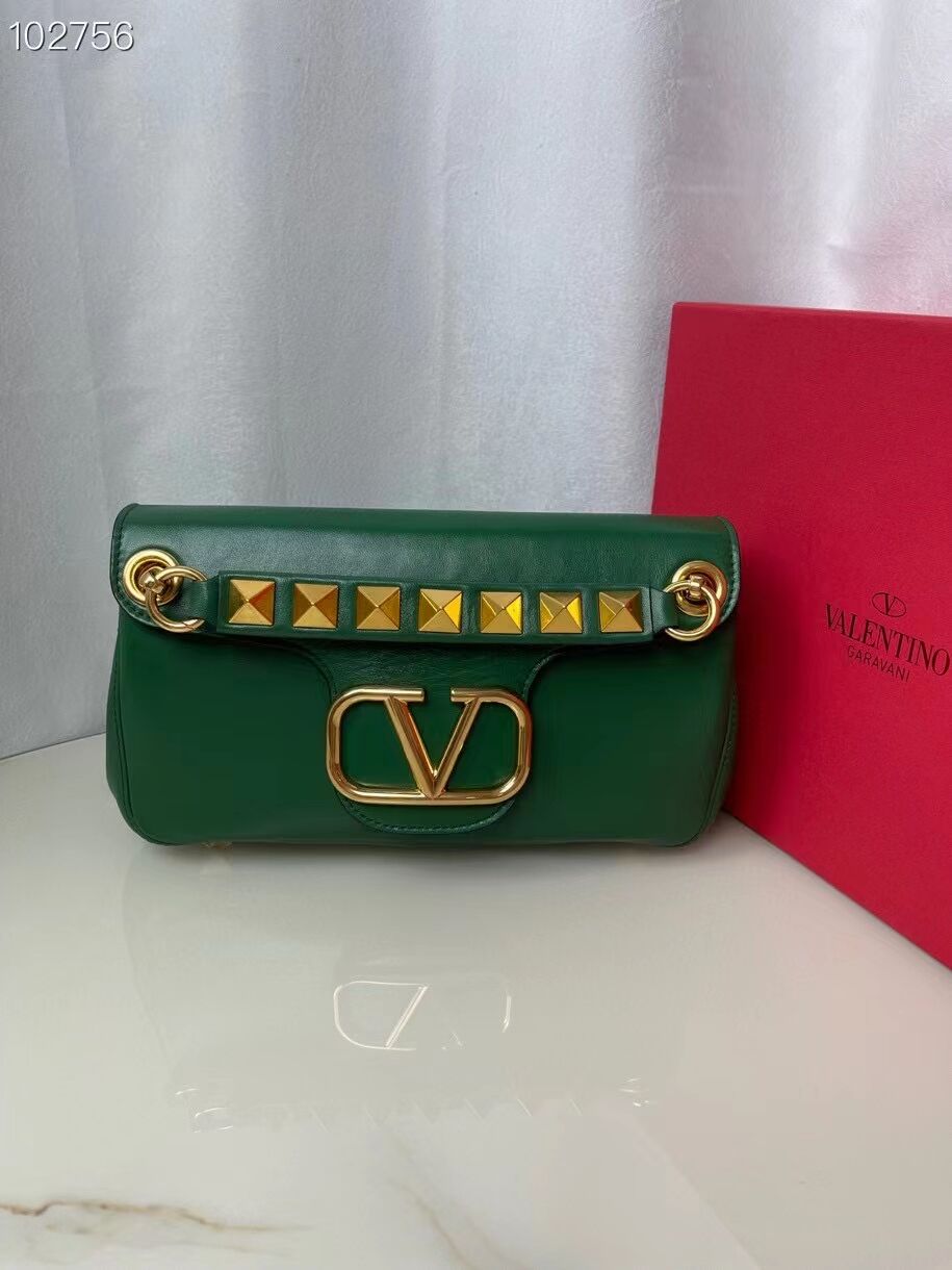 VALENTINO GARAVANI Stud Sign nappa Shoulder Bag NL098 green