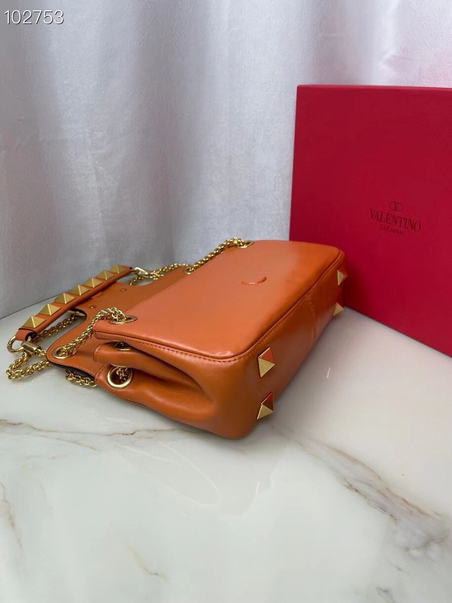 VALENTINO GARAVANI Stud Sign nappa Shoulder Bag NL098 orange