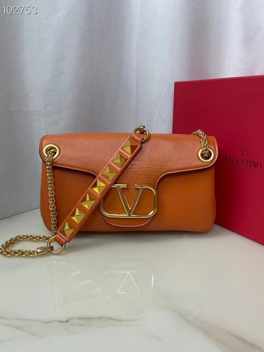 VALENTINO GARAVANI Stud Sign nappa Shoulder Bag NL098 orange