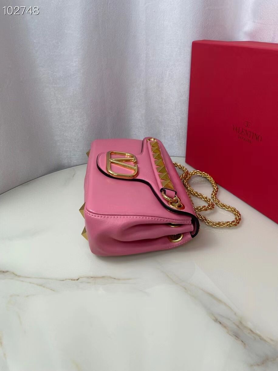 VALENTINO GARAVANI Stud Sign nappa Shoulder Bag NL098 pink