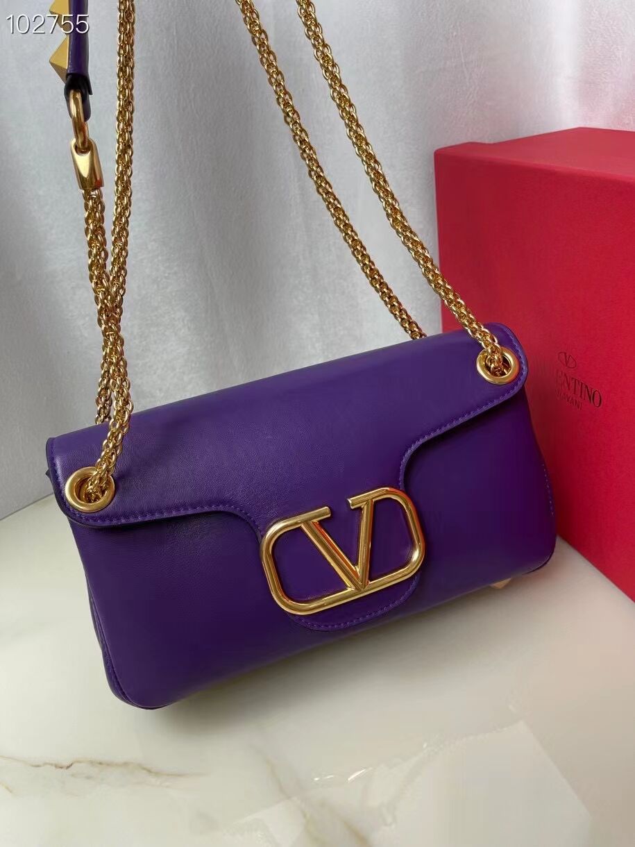 VALENTINO GARAVANI Stud Sign nappa Shoulder Bag NL098 purple