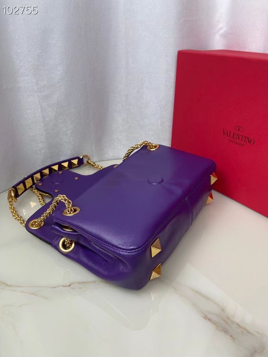 VALENTINO GARAVANI Stud Sign nappa Shoulder Bag NL098 purple